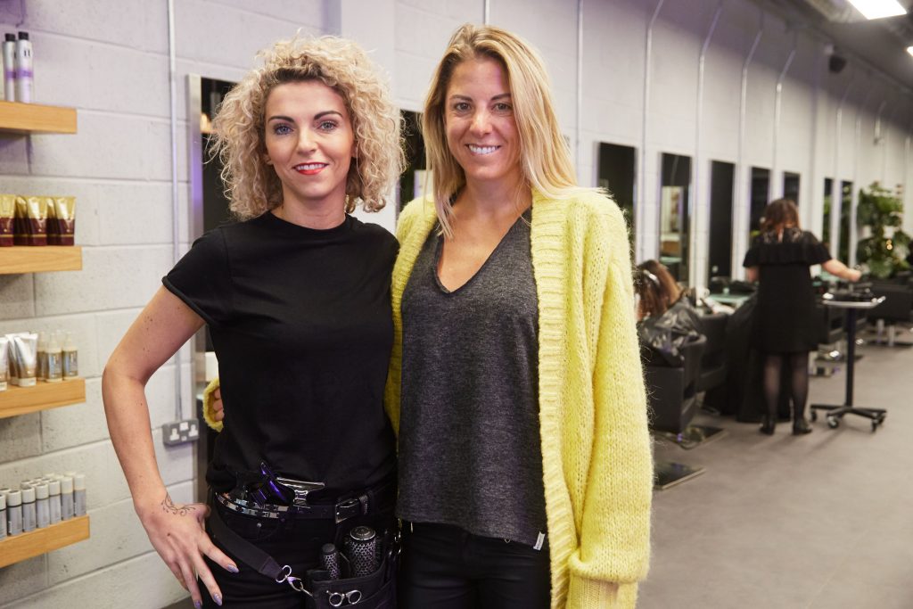 Pictured left to right, Head Stylist at Kopper City Martina Gahan with Family and Parenting Blogger Cliona O'Connor (Leanmeanmomma) Picture: Miki Barlok